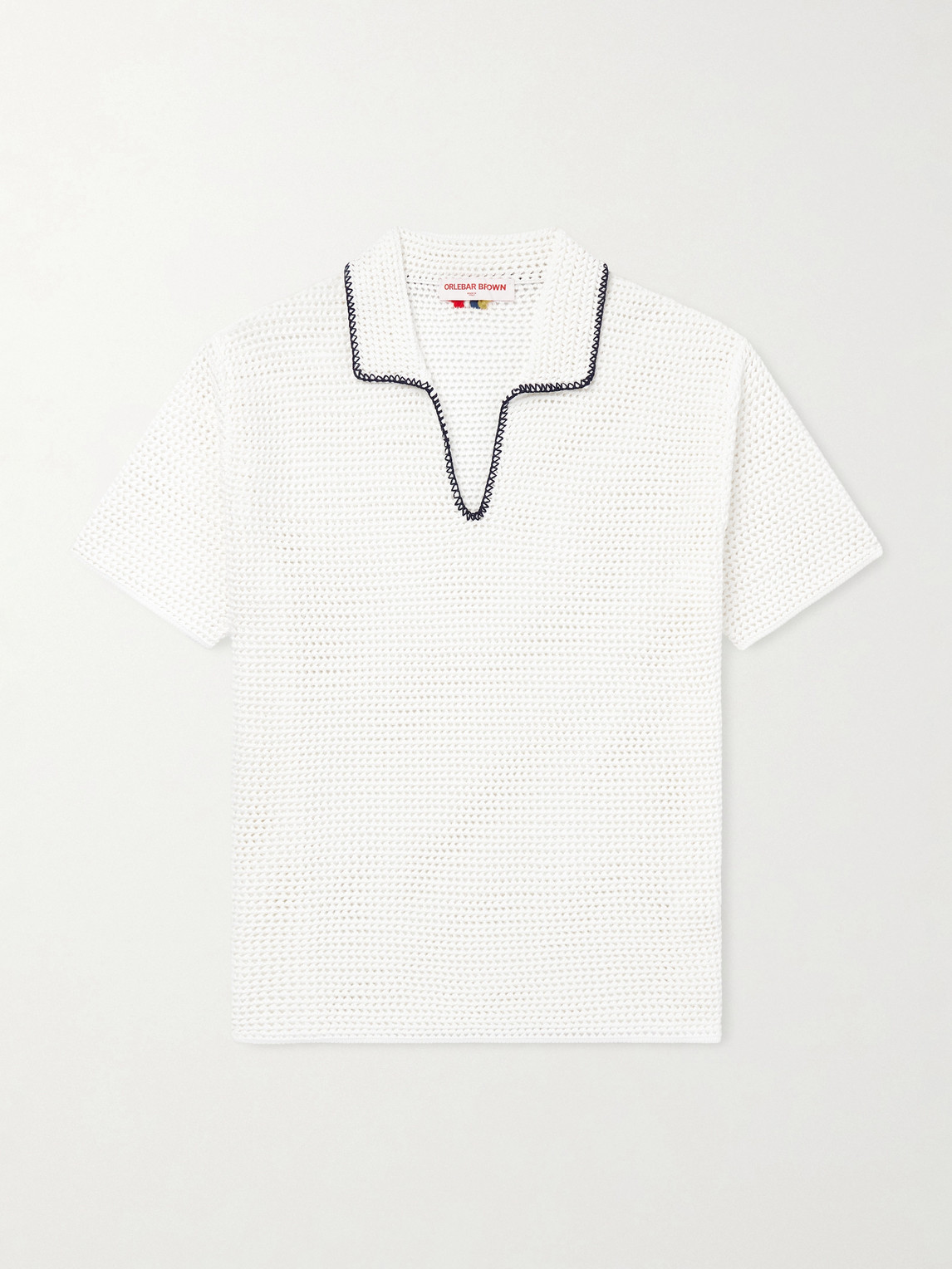 Orlebar Brown Batten Embroidered Open-Knit Cotton Polo Shirt - Men