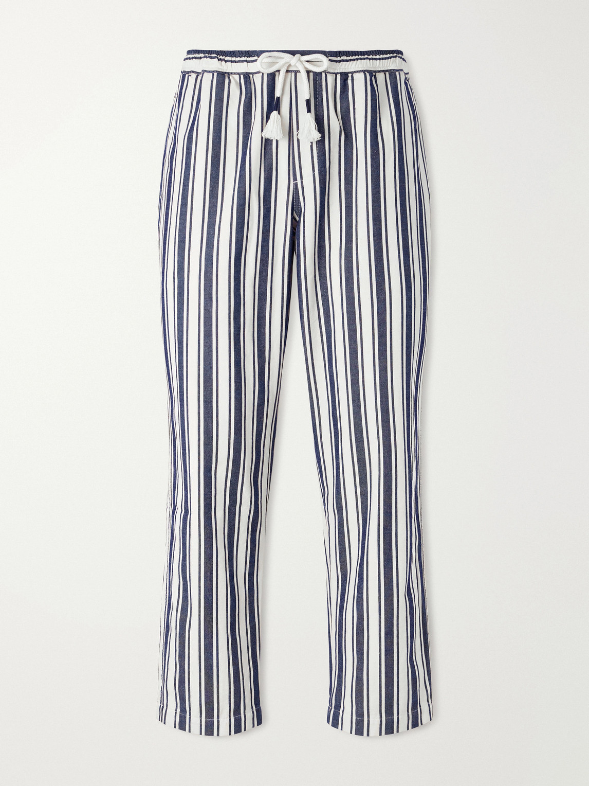 Orlebar Brown Sonoran Cropped Straight-Leg Striped Cotton-Canvas Drawstring Trousers UK/US 36