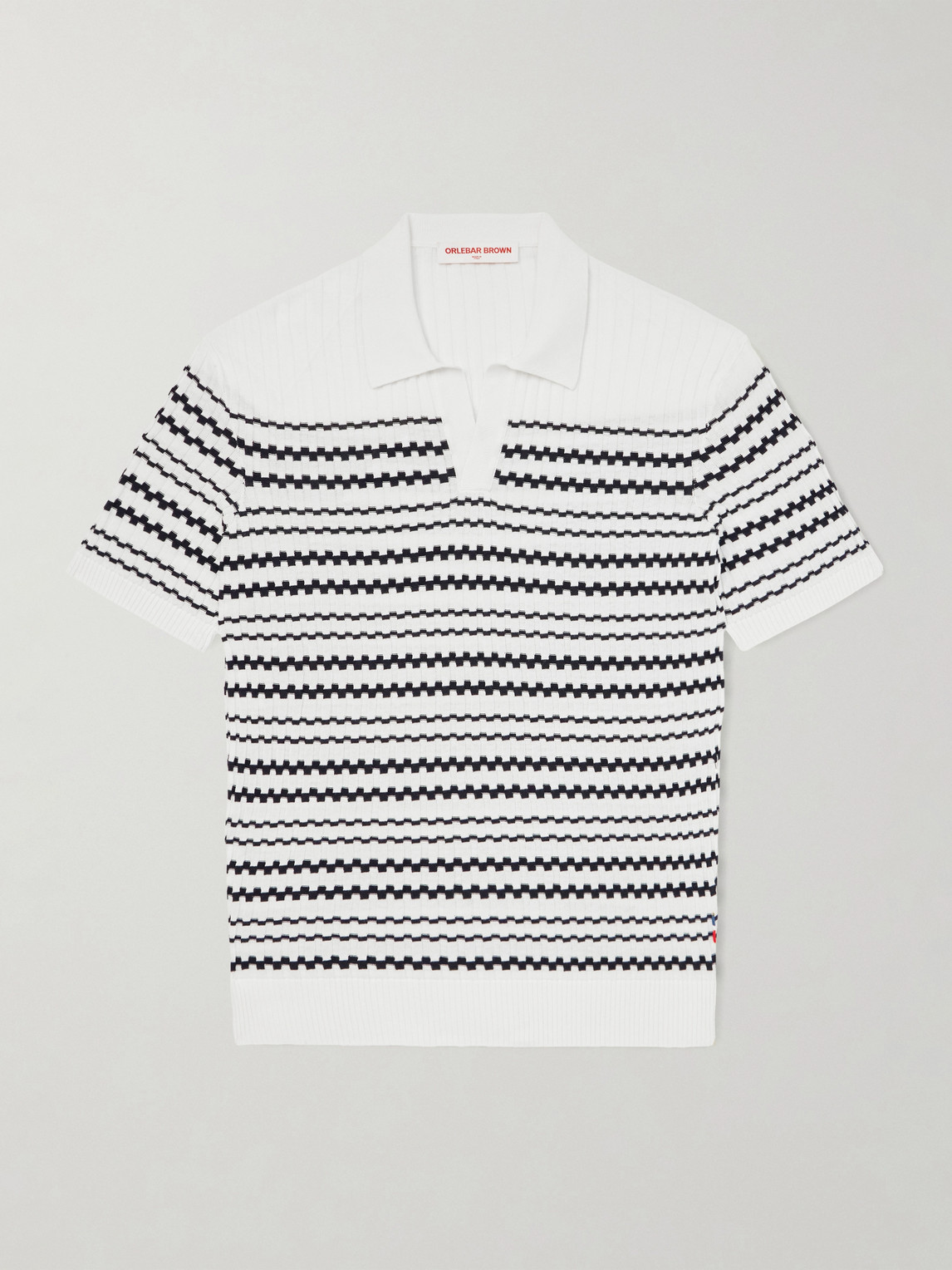 Orlebar Brown Canet Striped Ribbed-Knit Organic Cotton Polo Shirt - Men