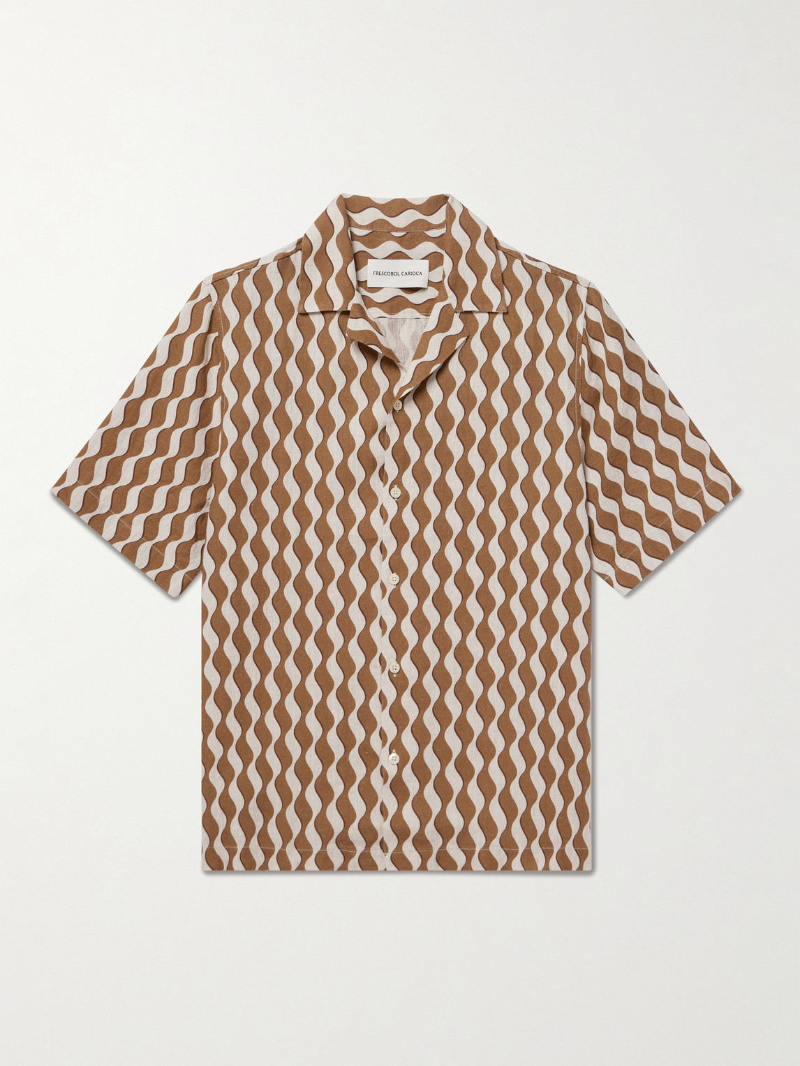 Frescobol Carioca Roberto Camp-Collar Printed inen Shirt - Men