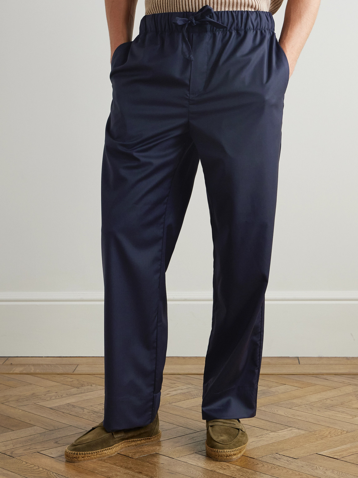  Frescobol Carioca - Luan Straight-leg Wool Drawstring Trousers - Men - Blue - S 