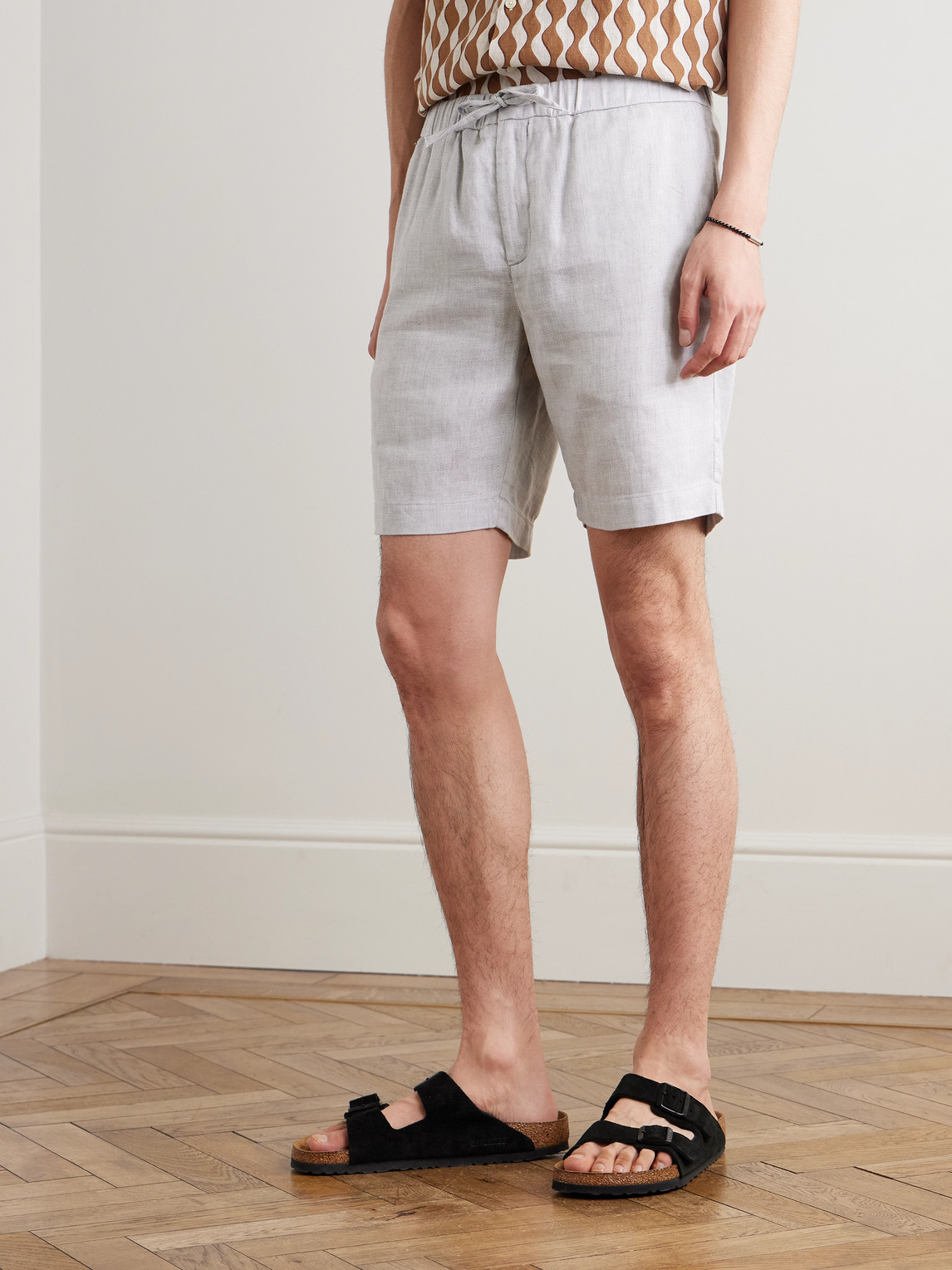  Frescobol Carioca - Felipe Straight-leg Linen And Cotton-blend Drawstring Shorts - Men - Gray - Uk/us 30 