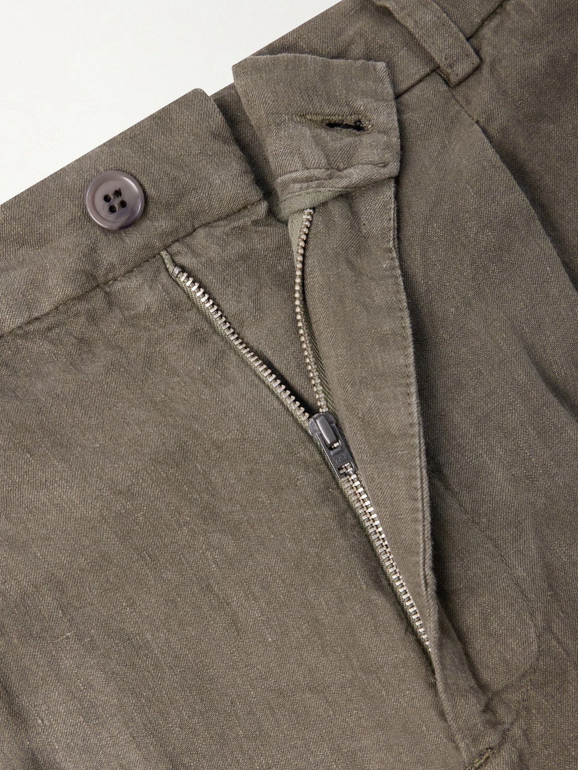 Straight-Leg Pleated Linen Trousers