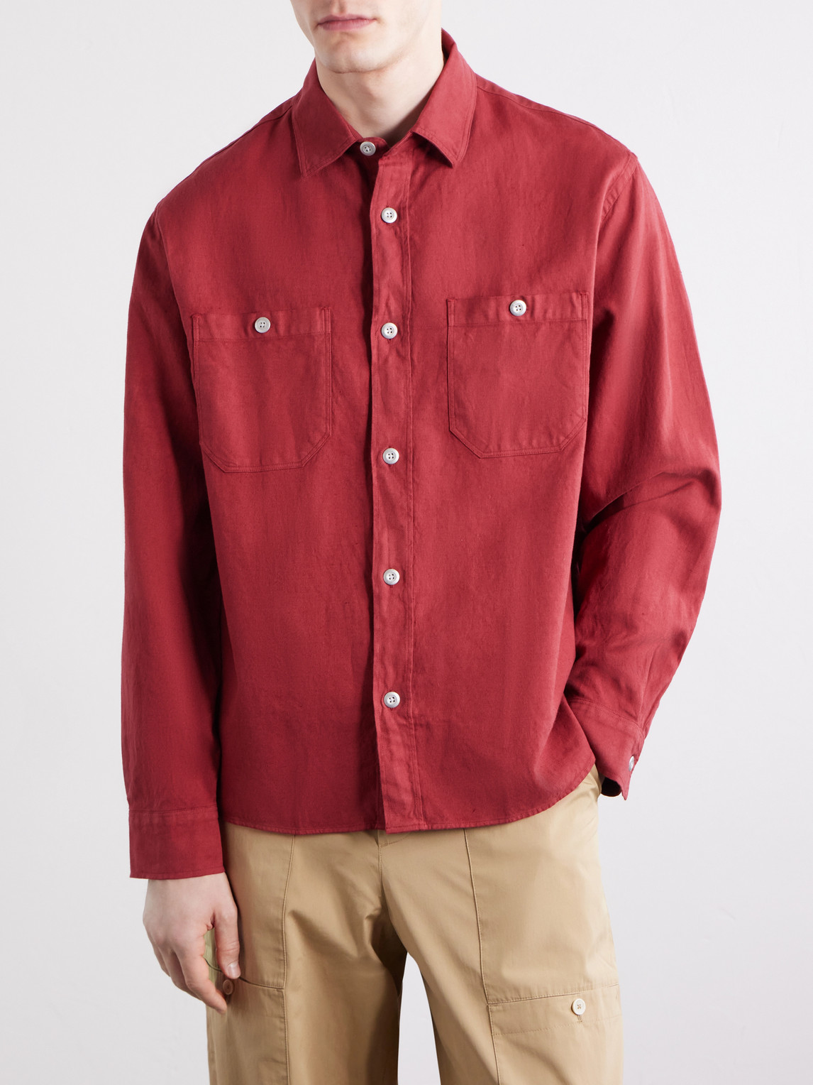 Cotton And Linen-Blend Overshirt