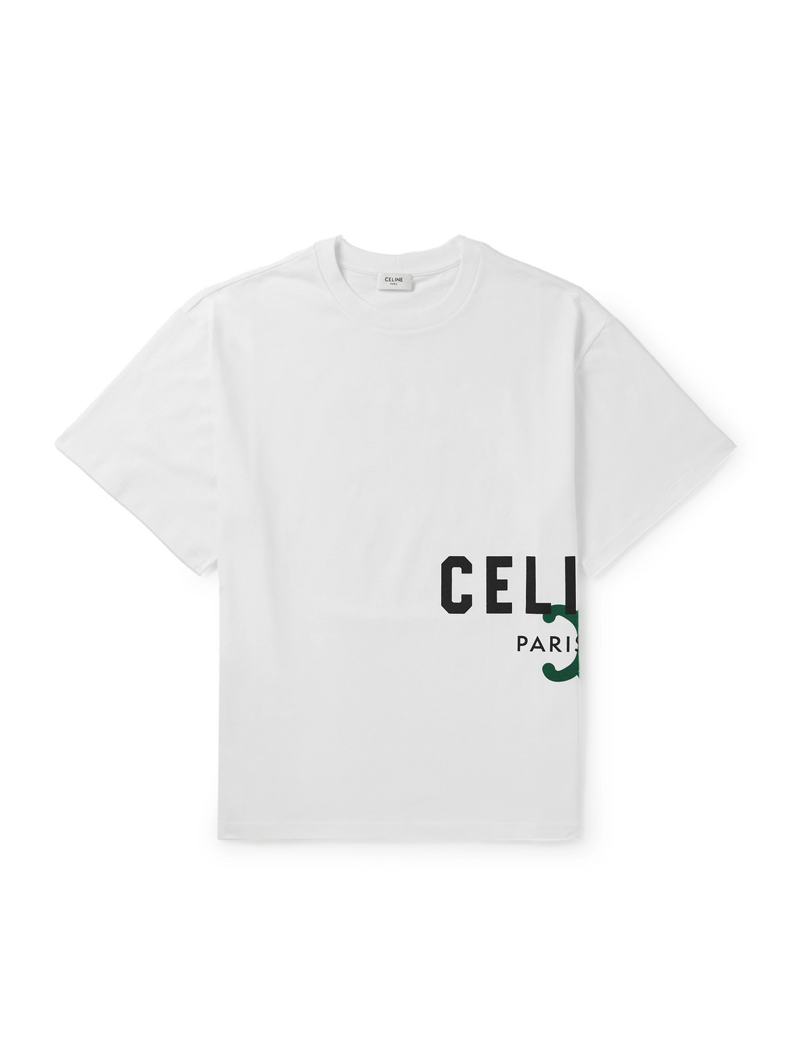 Celine Logo-print Cotton-jersey T-shirt In White