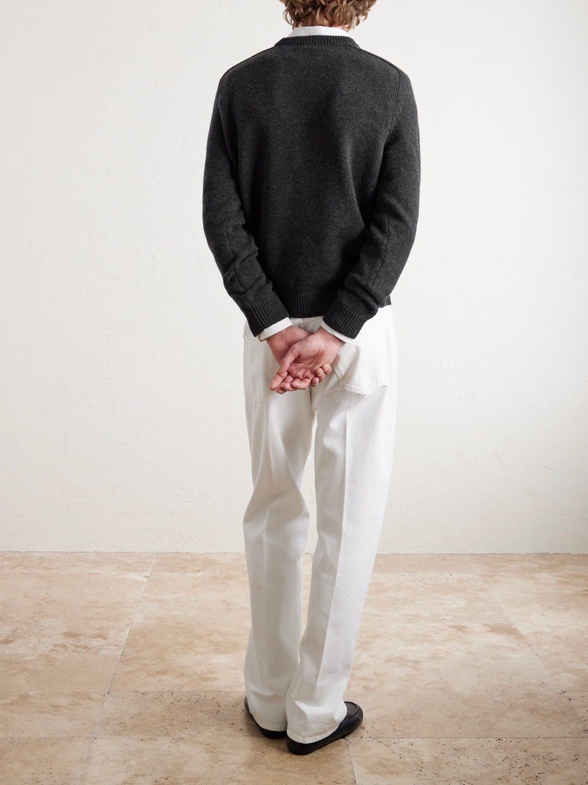 Celine Logo-embroidered Wool And Cashmere-blend Sweater In Brown