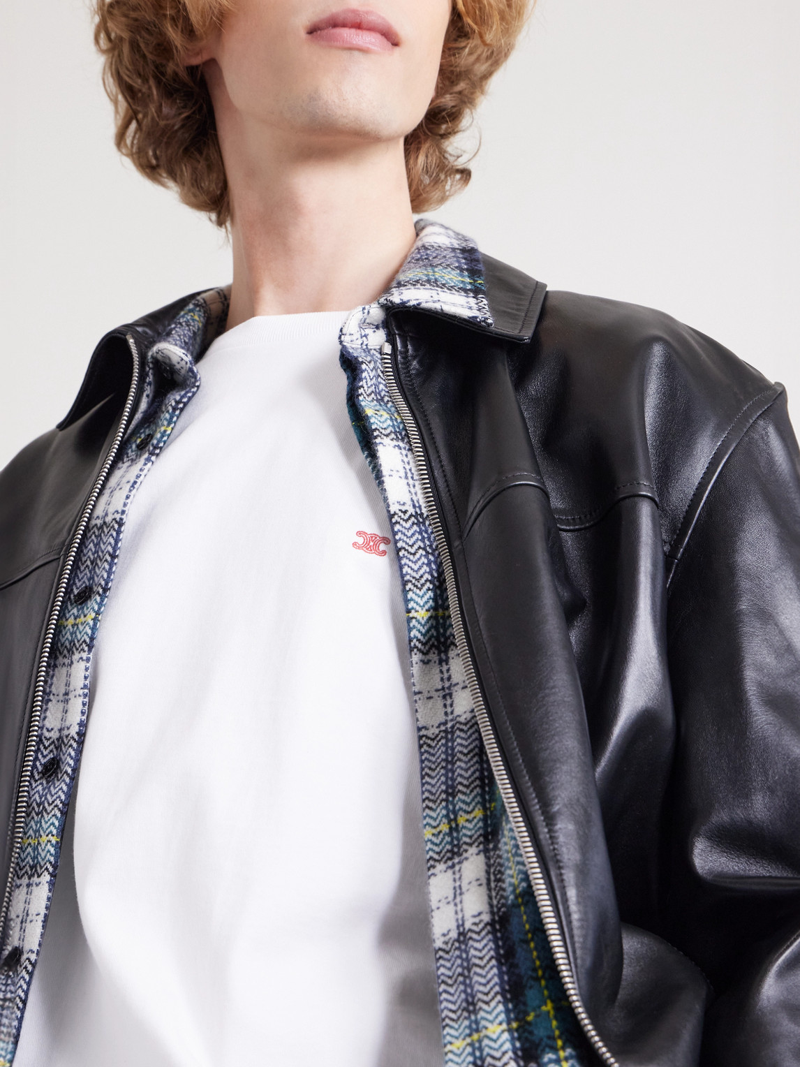 Celine Logo-embroidered Cotton-jersey T-shirt In White