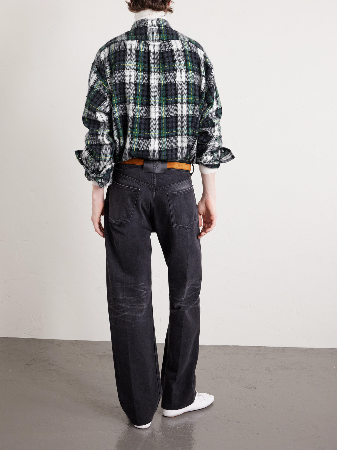 Celine Checked Cashmere Overshirt In Green