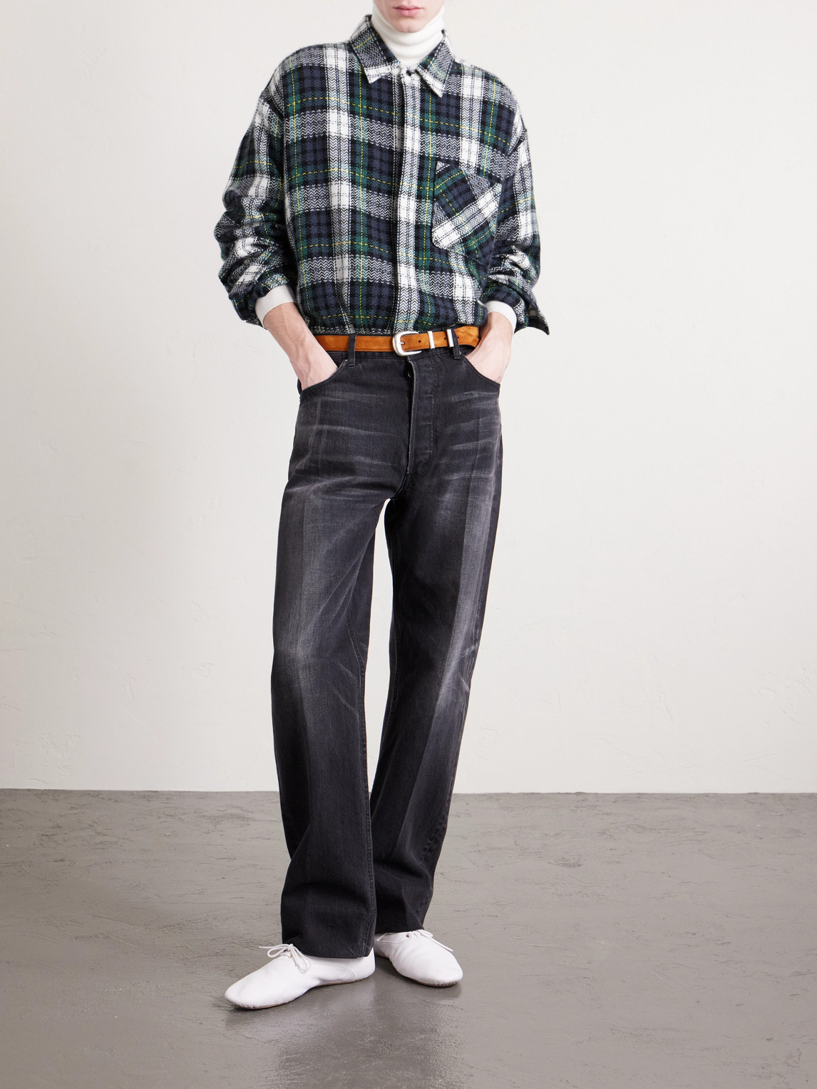 Celine Checked Cashmere Overshirt In Green