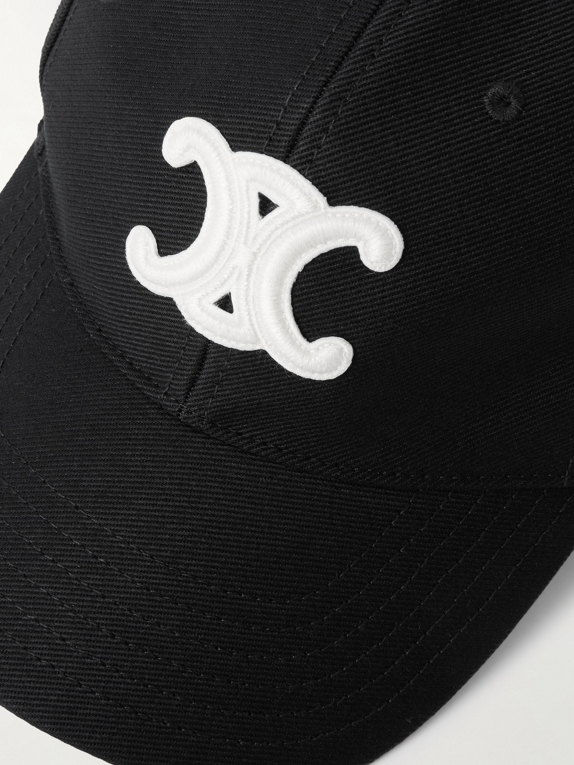 Celine Logo-appliquéd Wool-twill Baseball Cap In Black