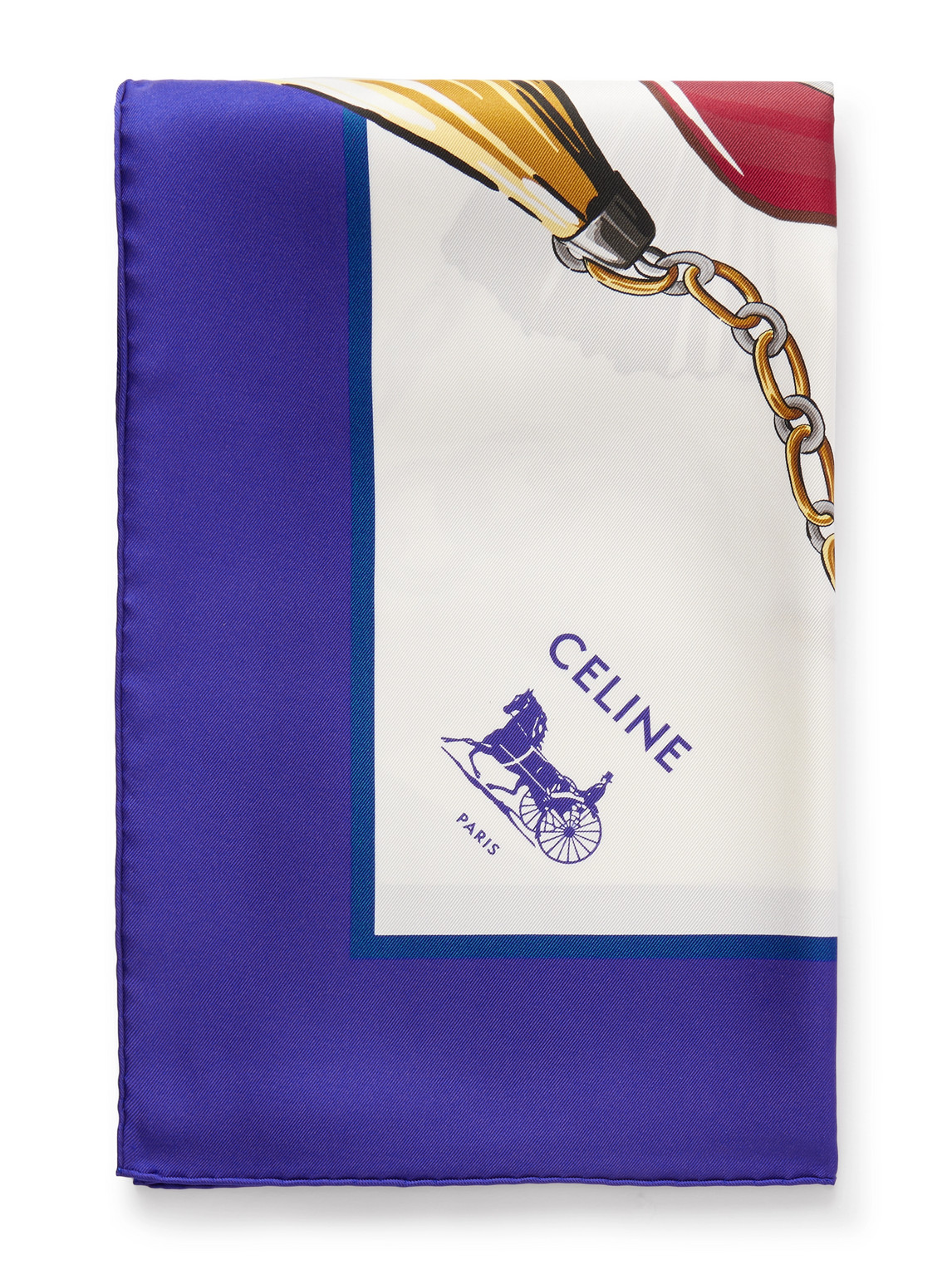 Celine Printed Silk Scarf In Blue