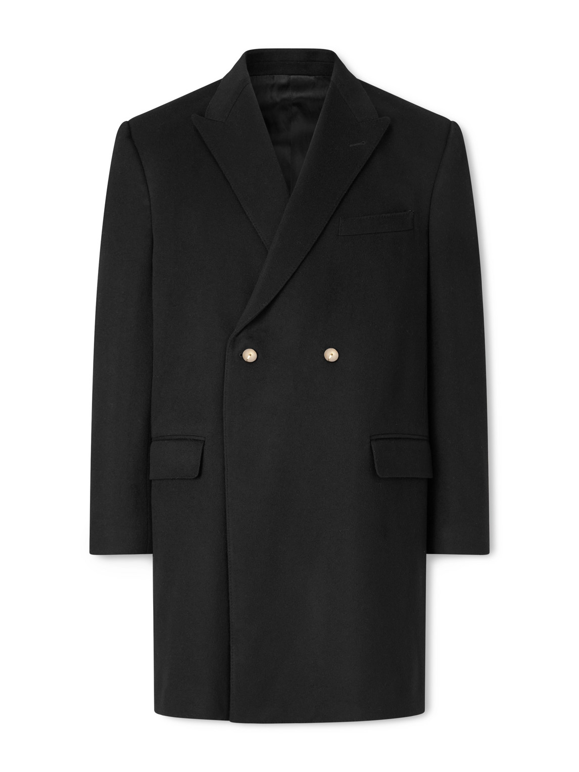 Celine Double-breasted Wool Coat In Black