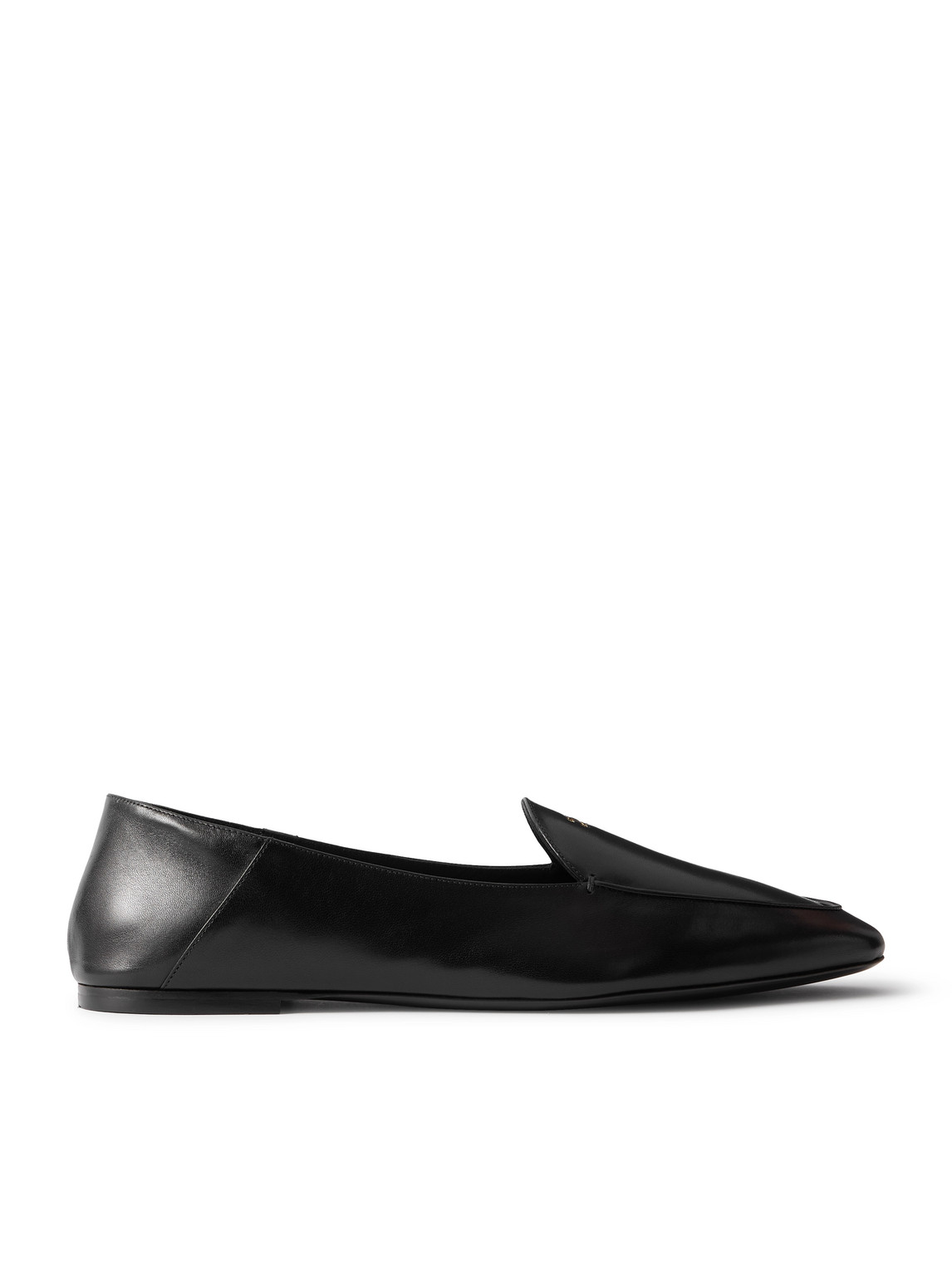 Celine Triomphe Logo-embossed Leather Slippers In Black