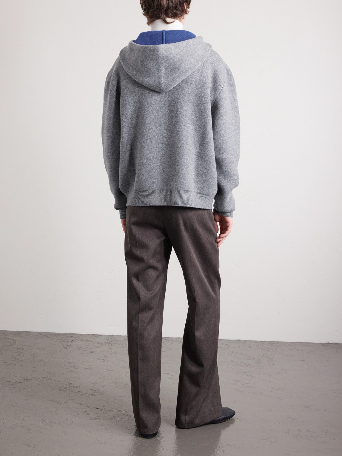 Celine Men Logo Cashemre Hoodie In Gray