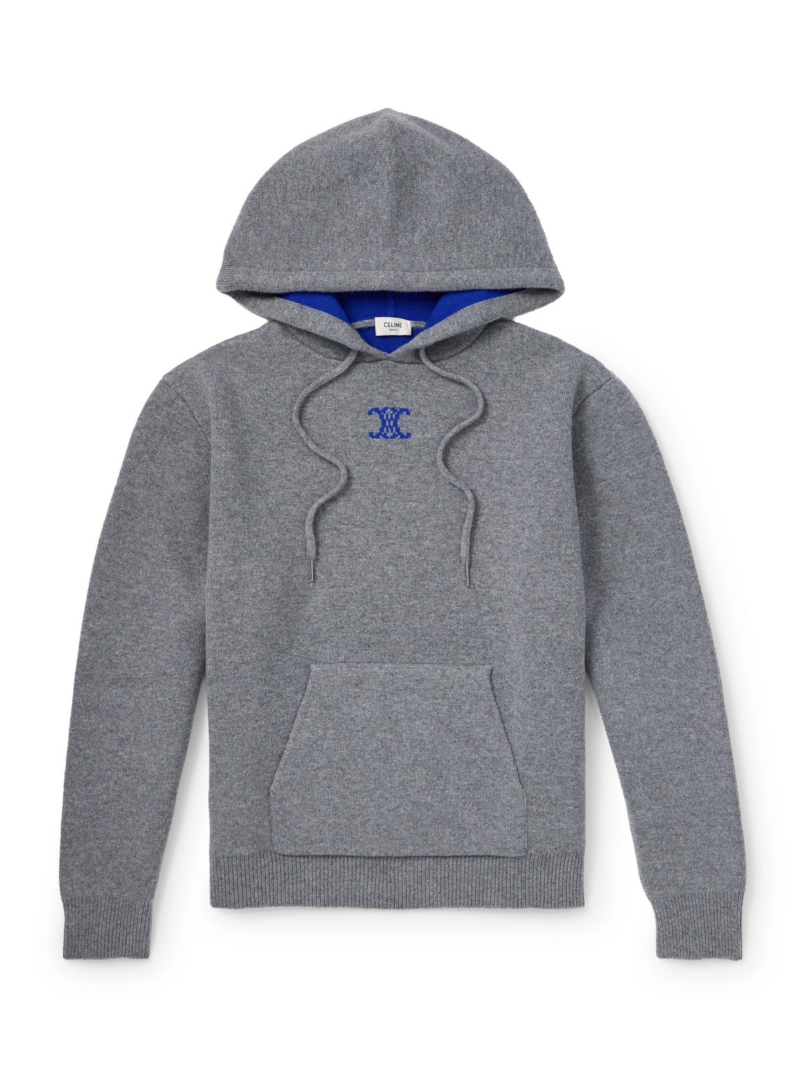 Celine Men Logo Cashemre Hoodie In Gray
