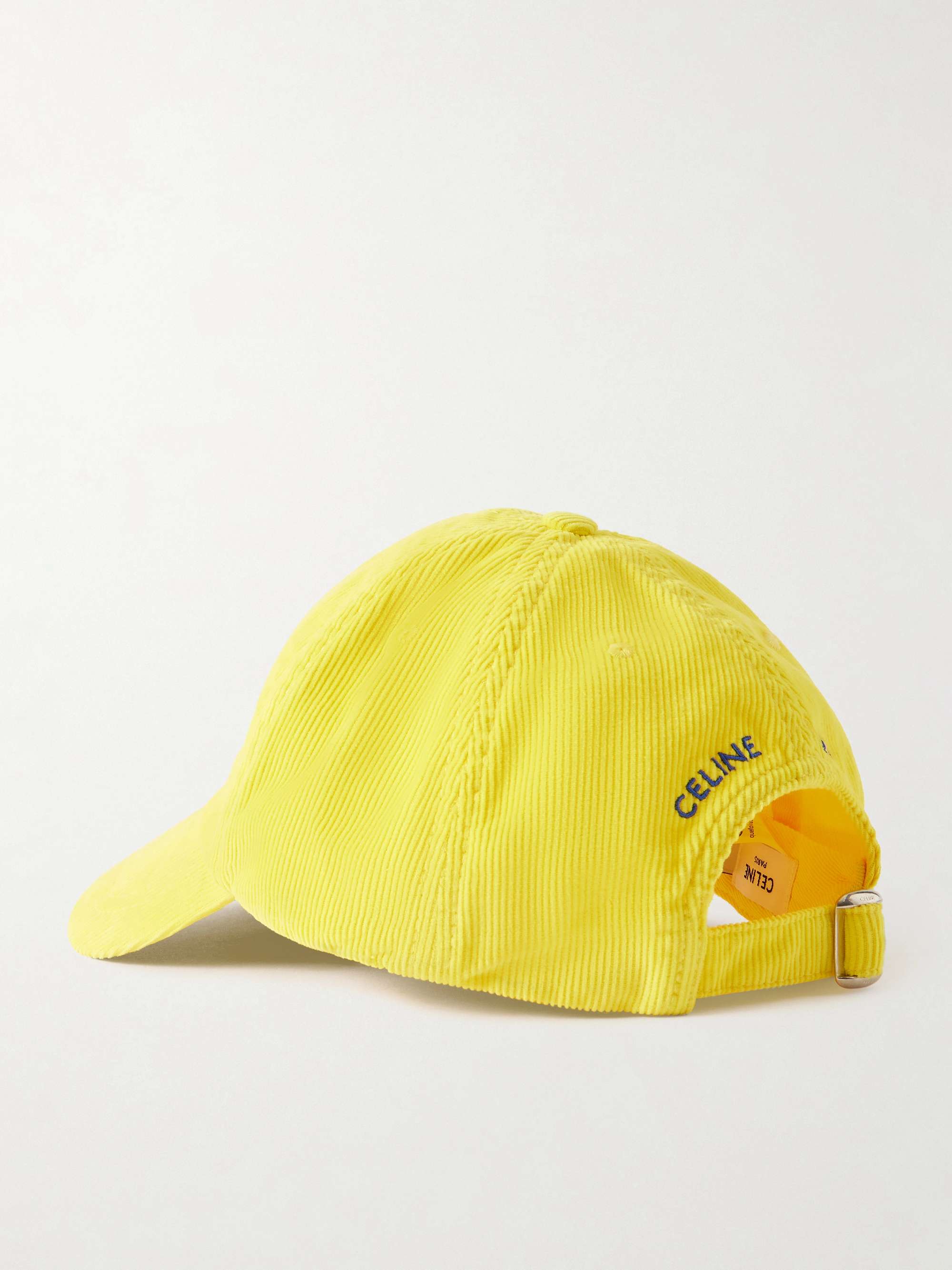Celine Pale Yellow Embroidered Logo Cap CELINE TRIOMPHE BASEBALL CAP IN COTTON VANILLA – EYE LUXURY  main image 4