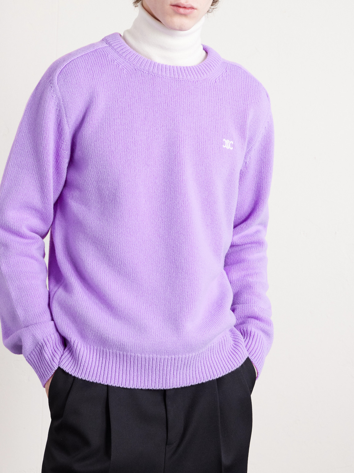 Celine Wool And Cashmere-blend Sweater In Purple