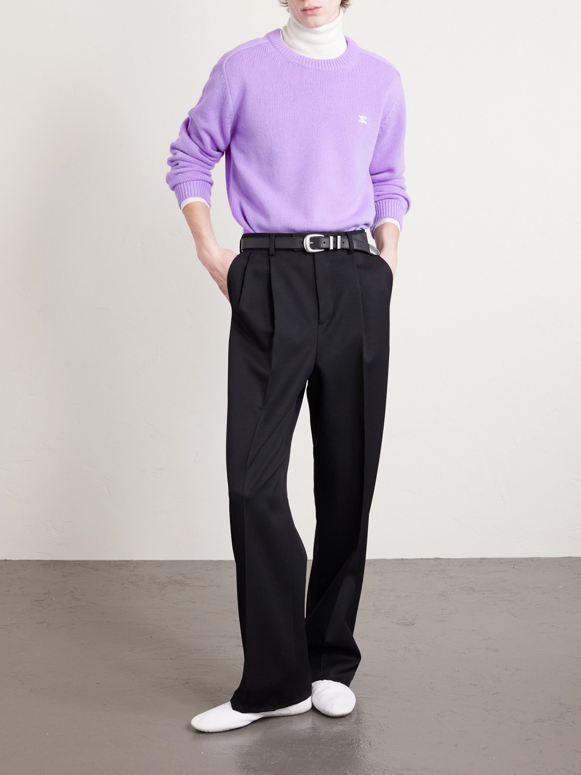 Celine Wool And Cashmere-blend Sweater In Purple