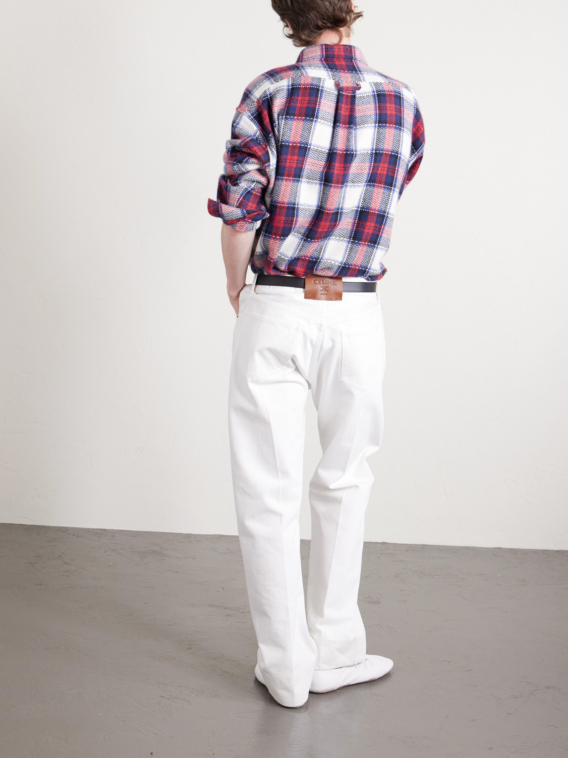 Celine Checked Cashmere Overshirt In Red