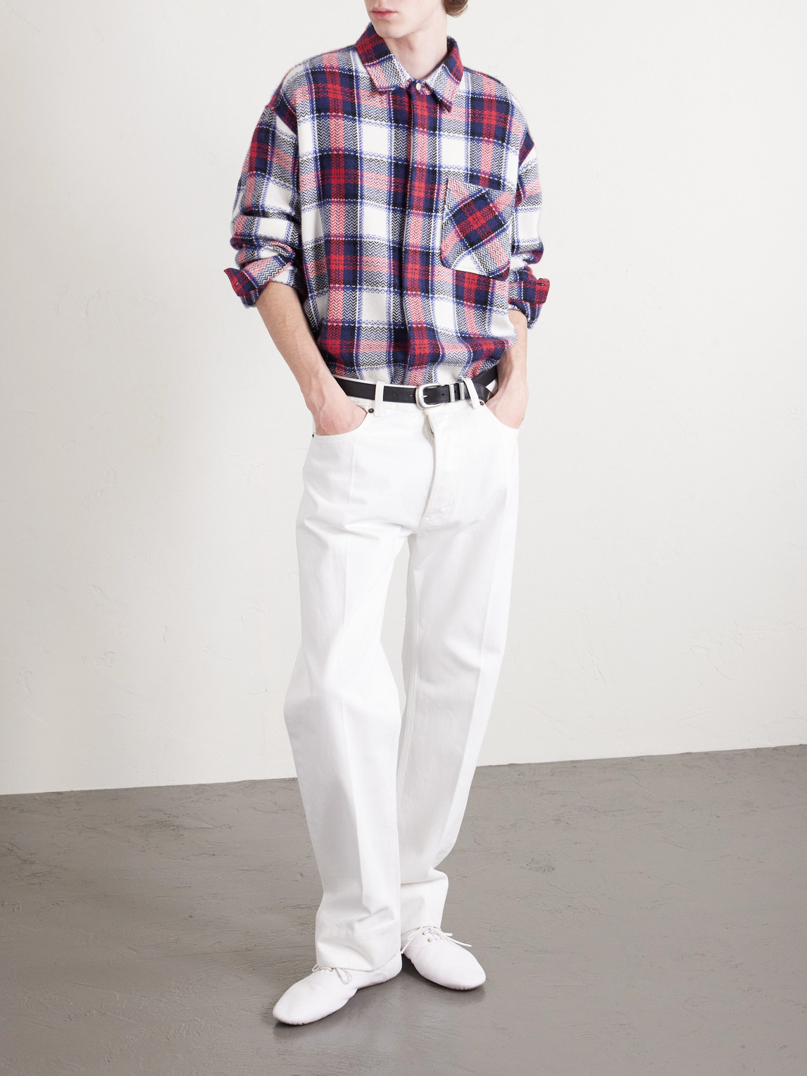 Celine Checked Cashmere Overshirt In Red