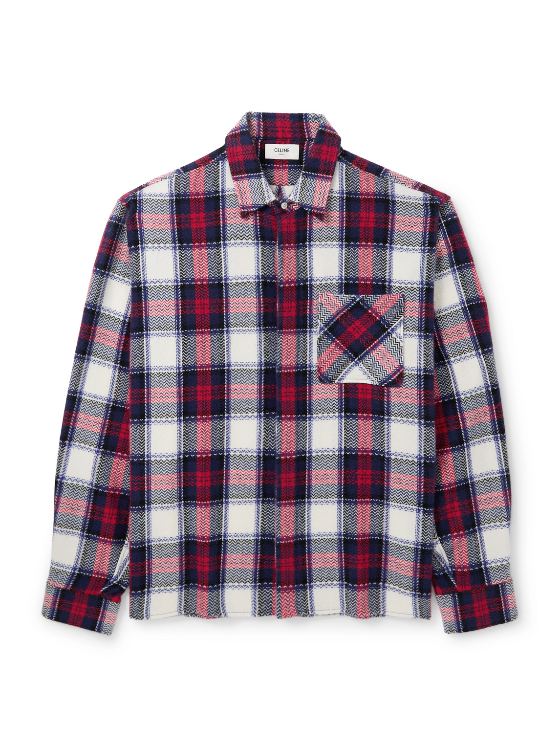 Celine Checked Cashmere Overshirt In Red