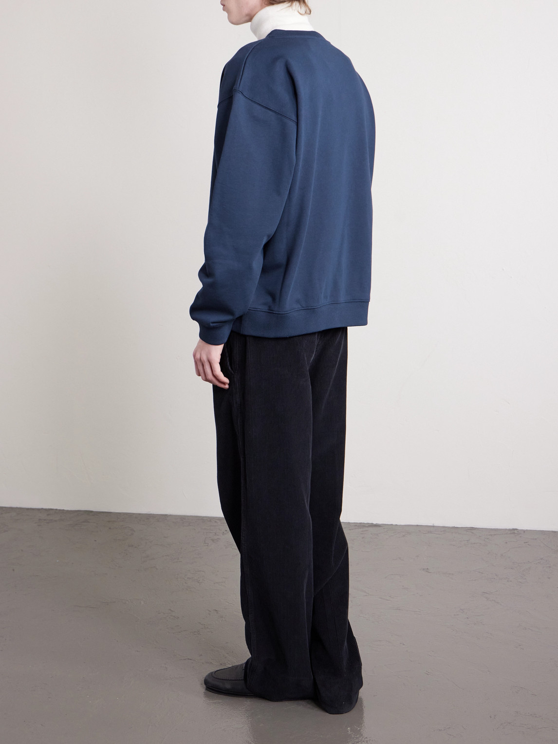 Celine Men Cotton Sweater With Front Lettering Logo In Blue