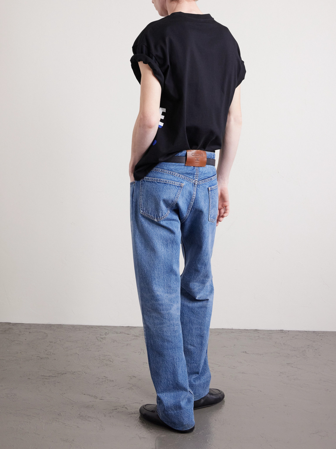 Celine Logo-print Cotton-jersey T-shirt In Black