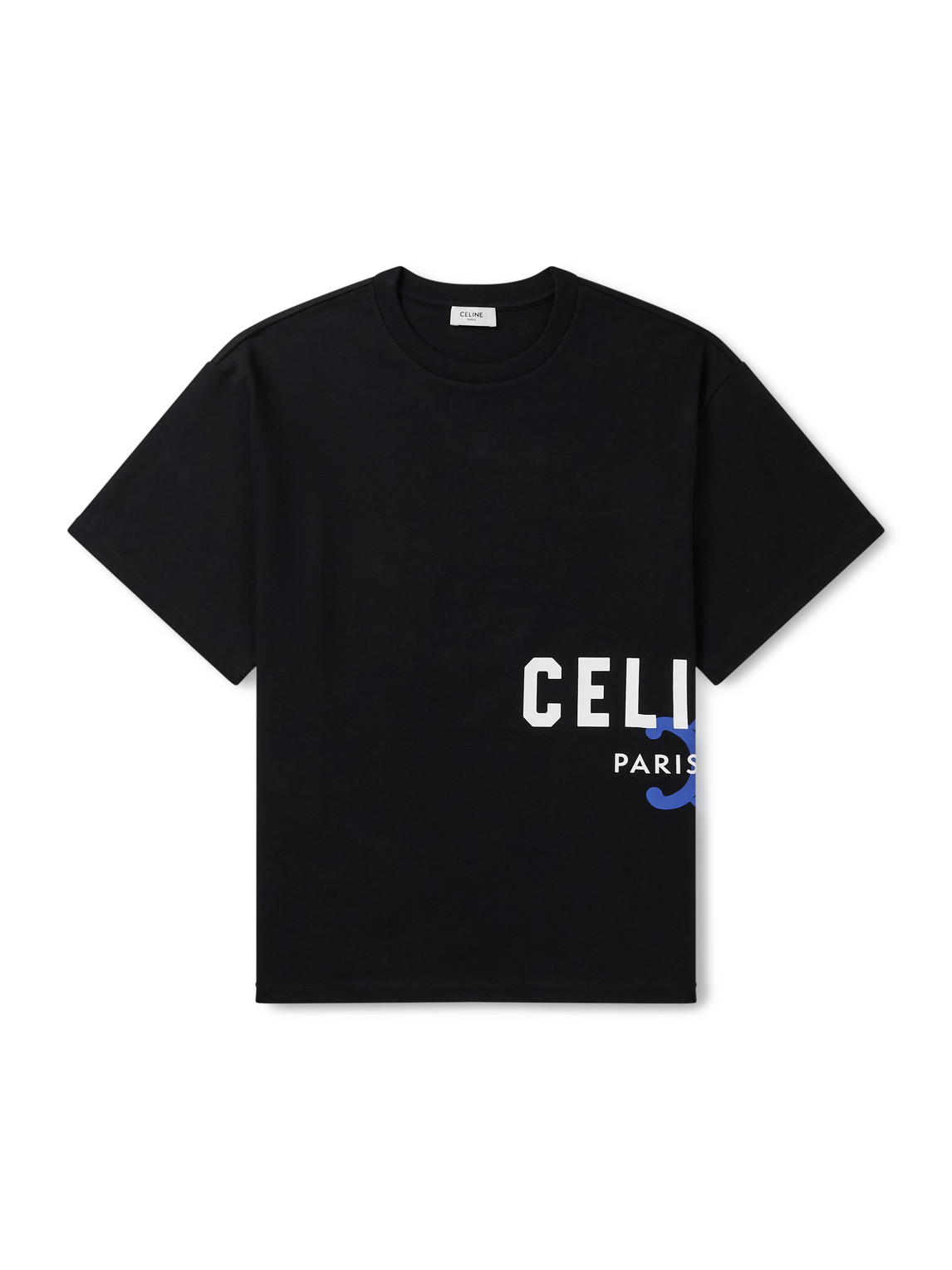 Celine Logo-print Cotton-jersey T-shirt In Black