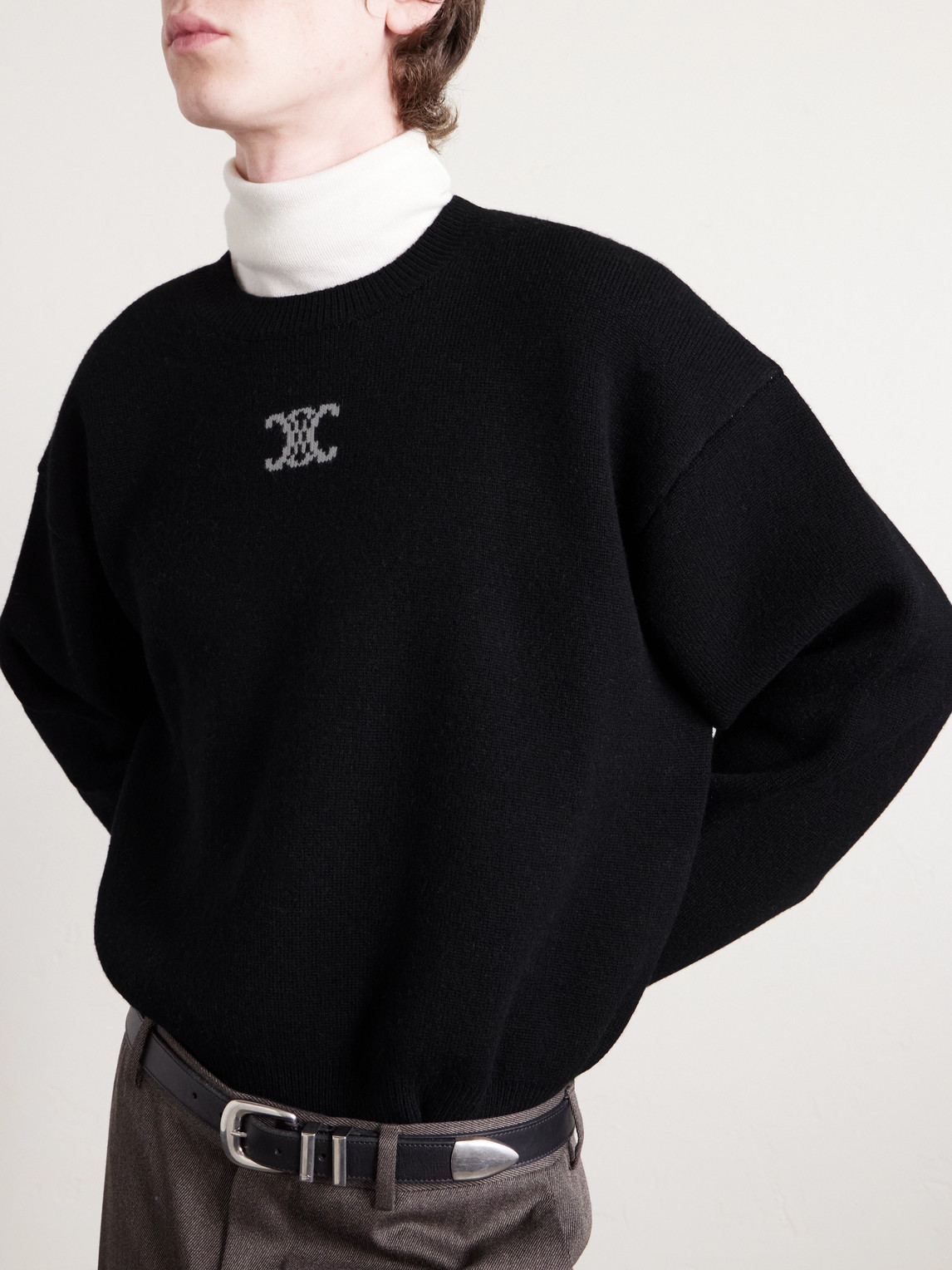Celine Cashmere-blend Sweater In Black