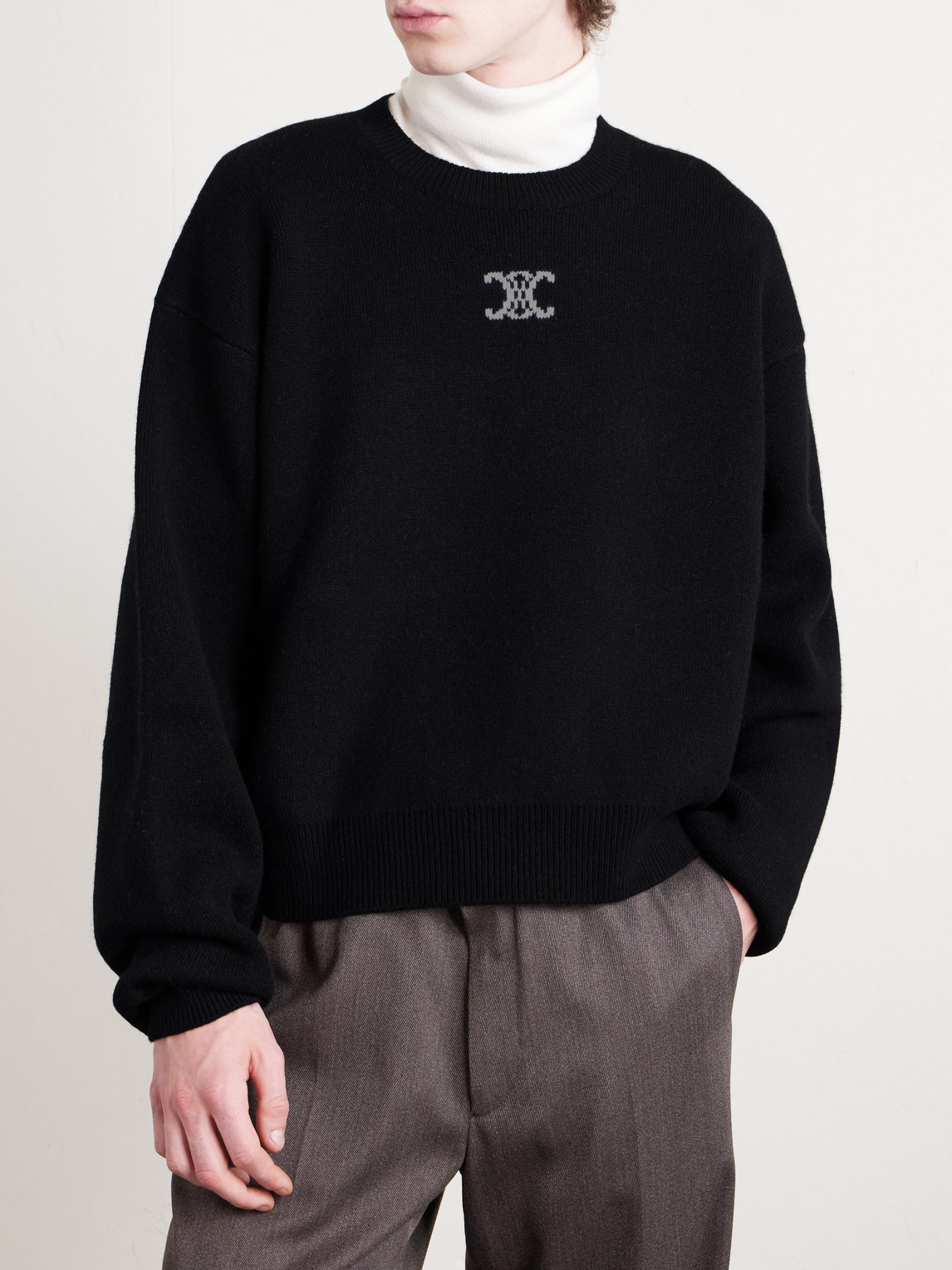 Celine Cashmere-blend Sweater In Black