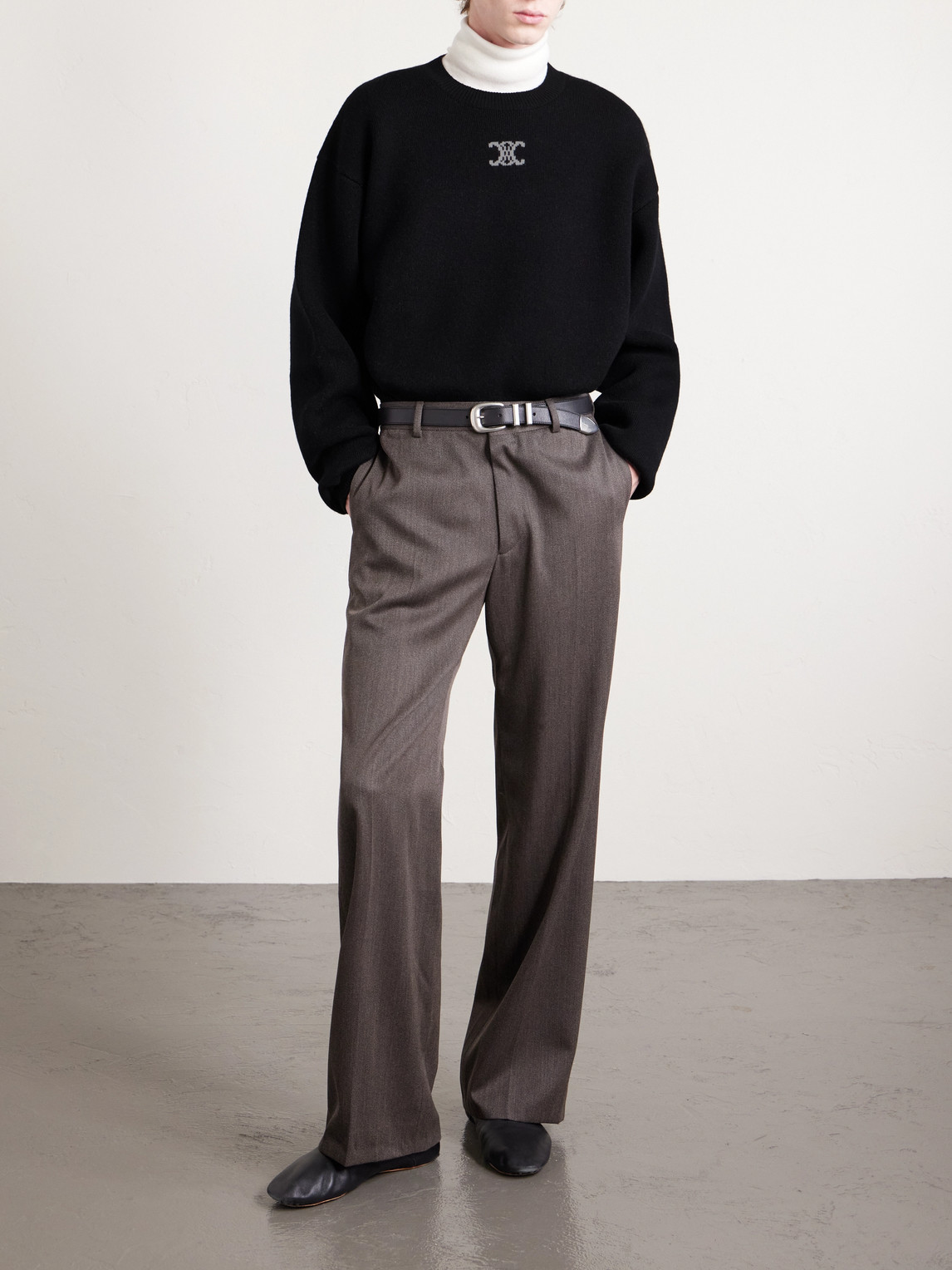 Celine Cashmere-blend Sweater In Black