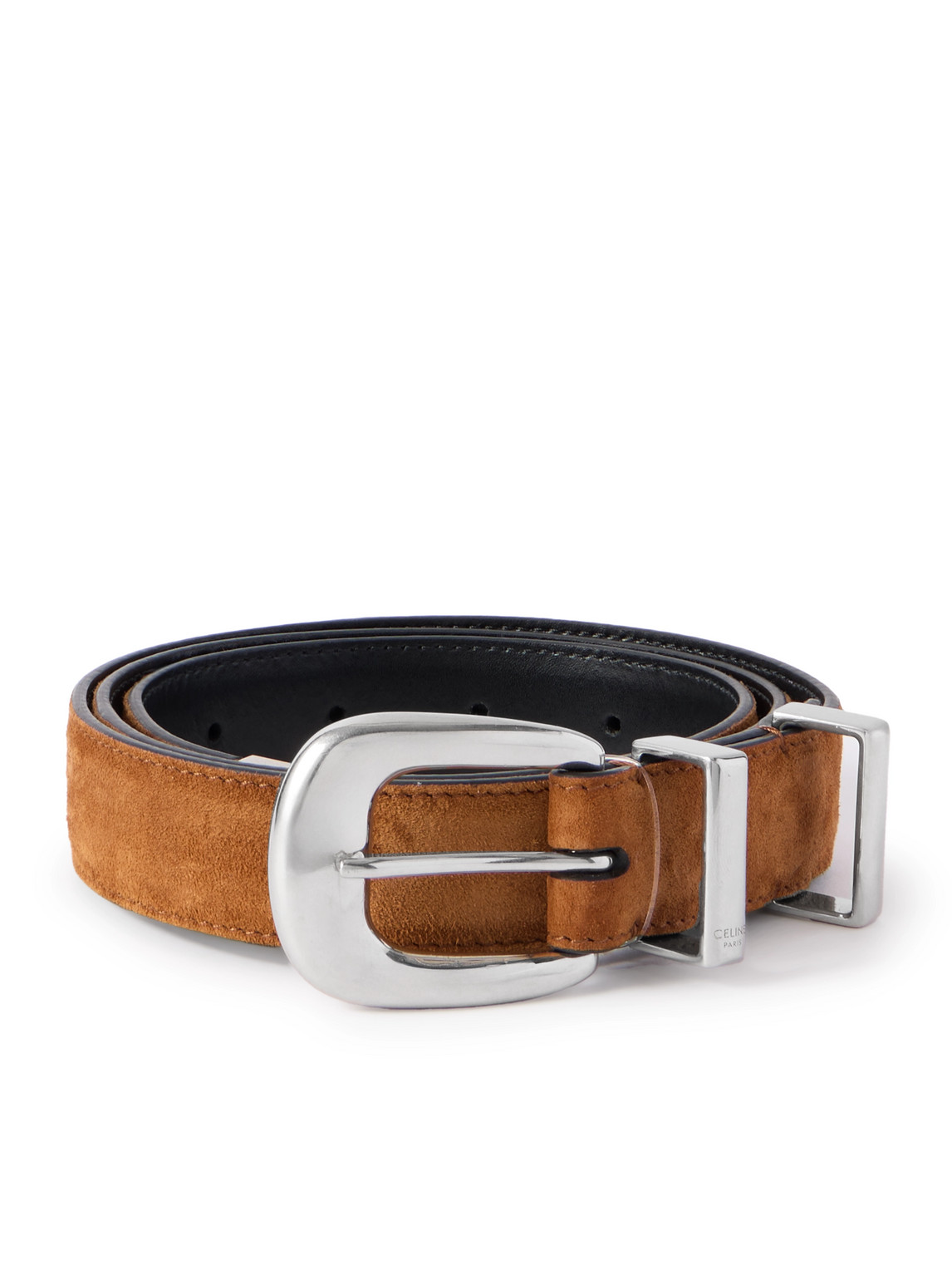 Celine 2.5cm Suede Belt In Brown