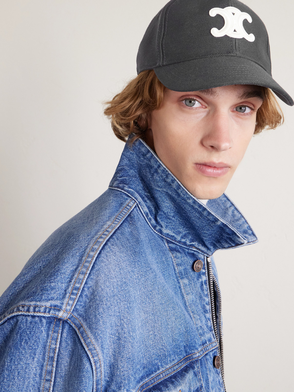 Celine Triomphe Logo-appliquéd Cotton-gabardine Baseball Cap In Black