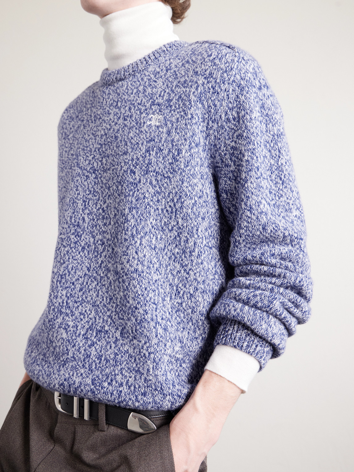 Celine Wool And Cashmere-blend Sweater In Blue