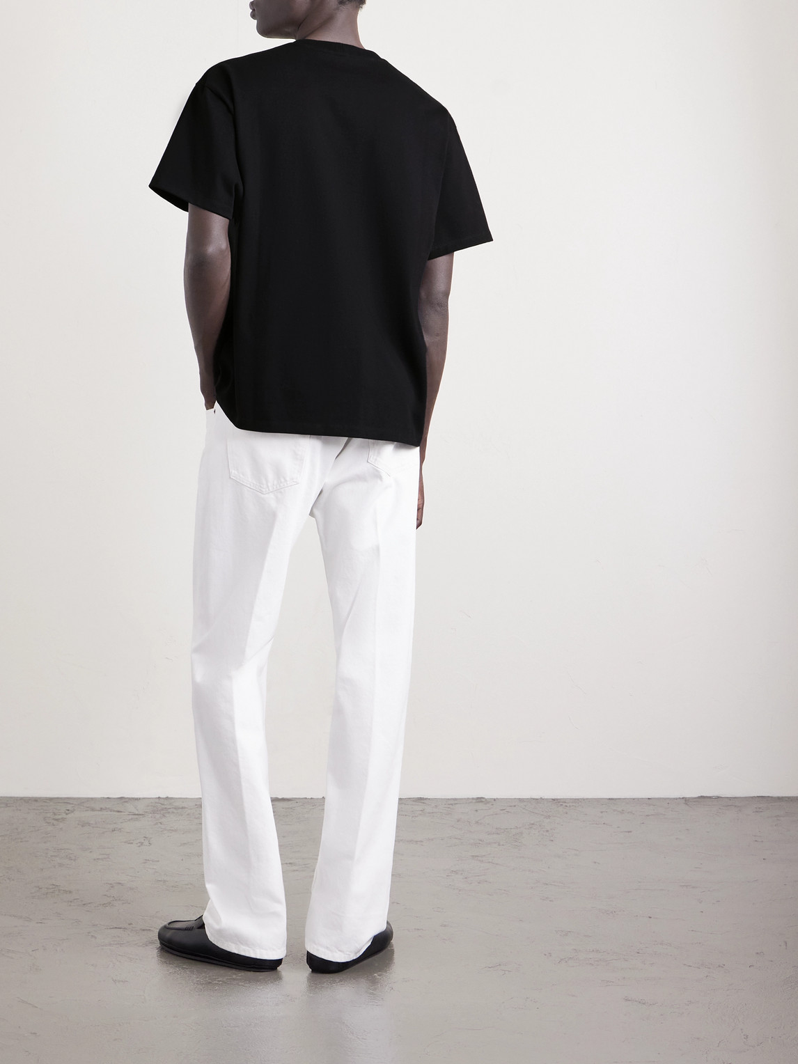 Celine Logo-embroidered Cotton-jersey T-shirt In Black