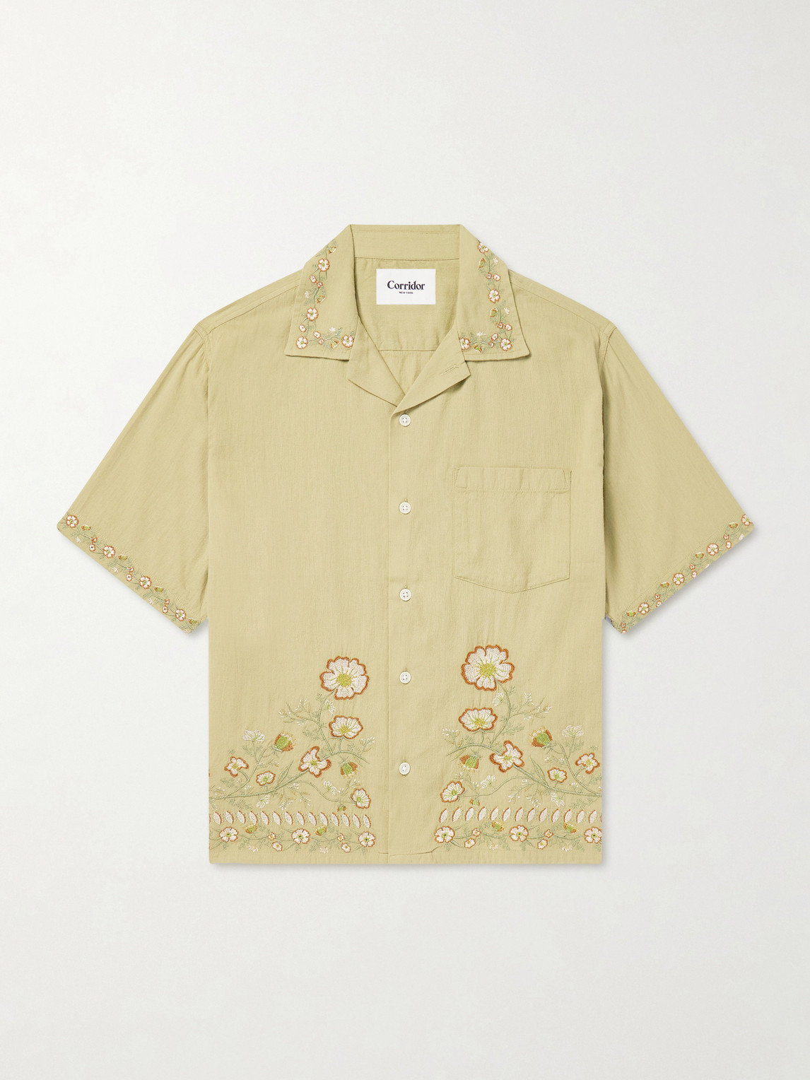 Corridor Augusta Embroidered Cotton Shirt In Green