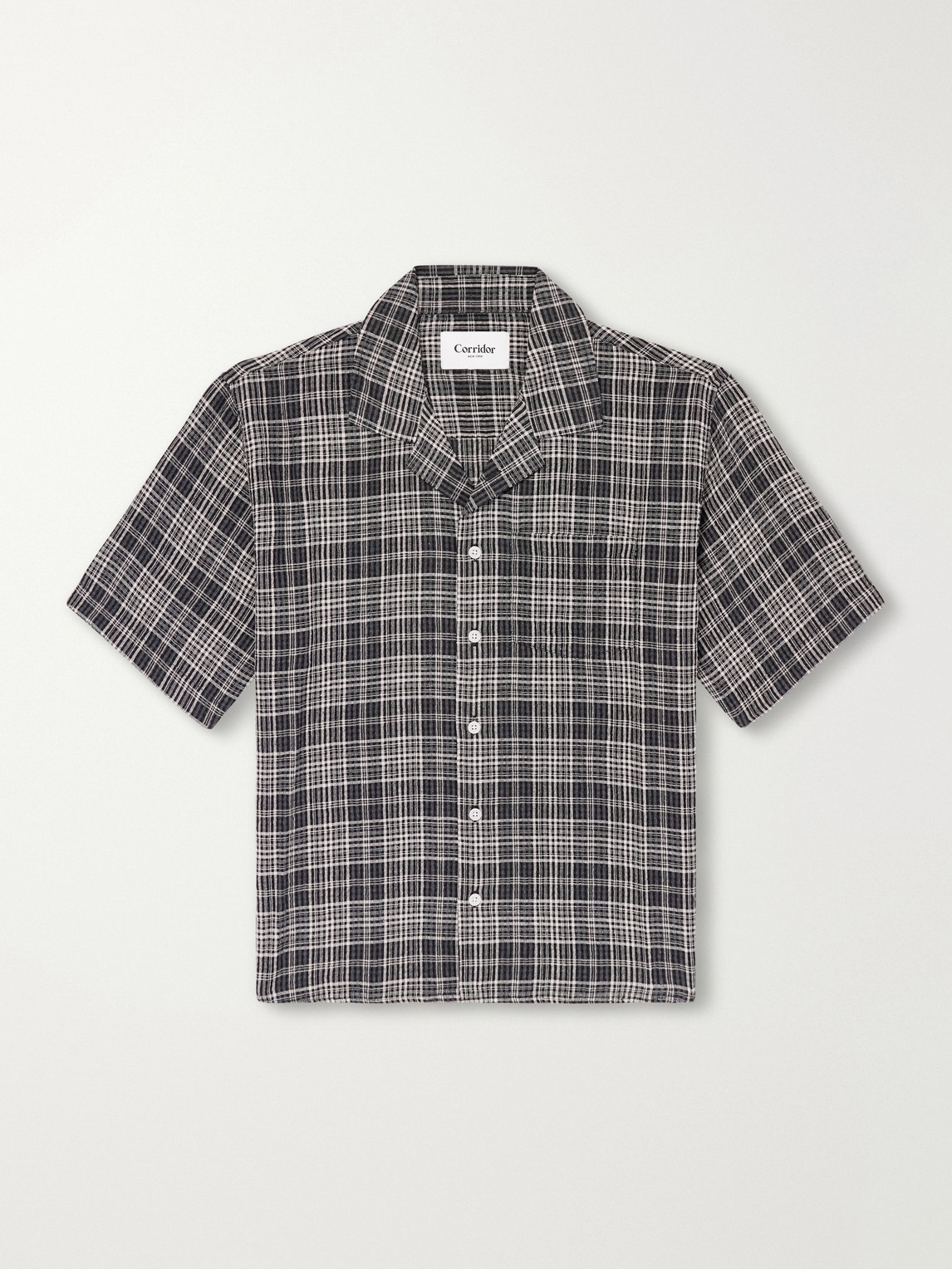 Corridor Camp-Collar Checked Seersucker Shirten