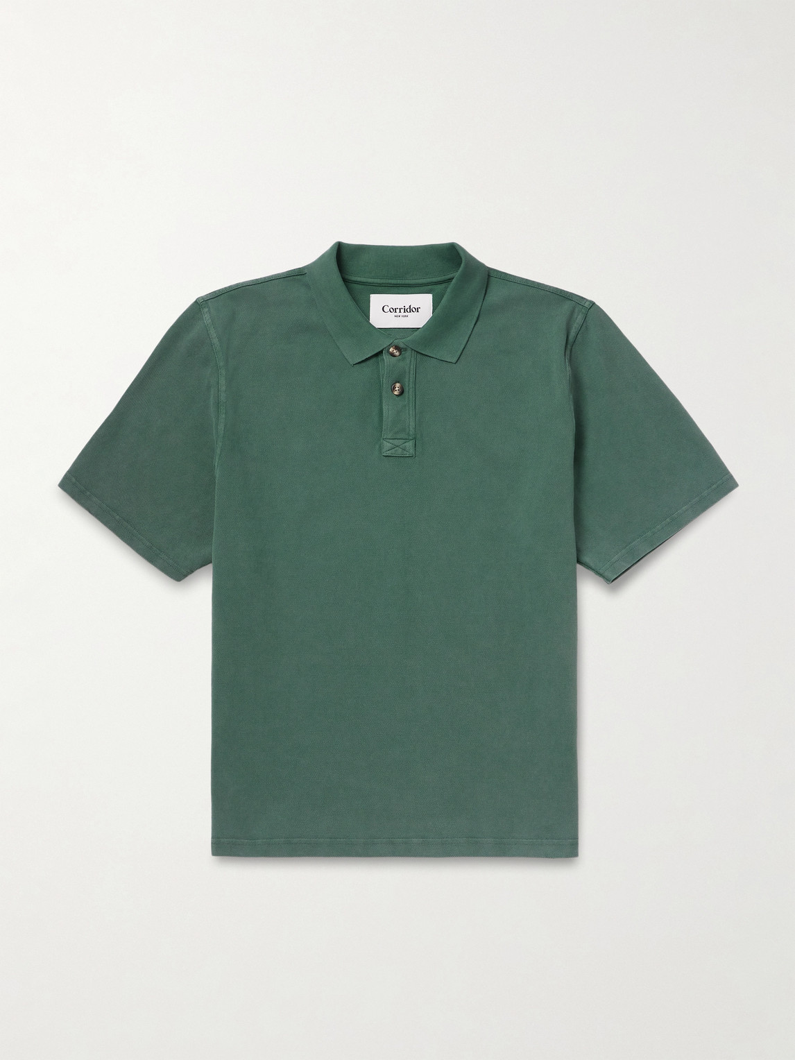 Corridor Garment-dyed Cotton-piqué Polo Shirt In Green