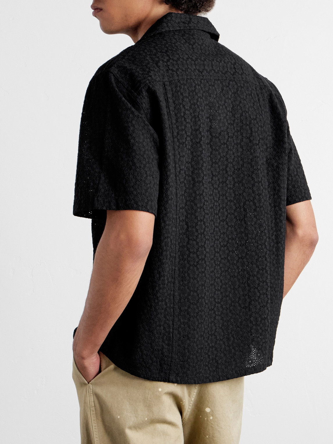 Camp-Collar Broderie Anglaise Cotton Shirt