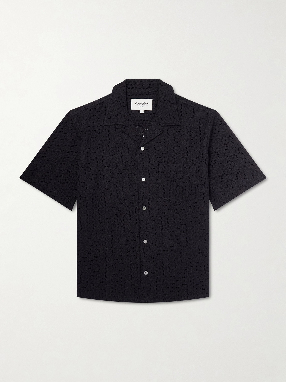 Corridor Camp-Collar Broderie Anglaise Cotton Shirt - Men