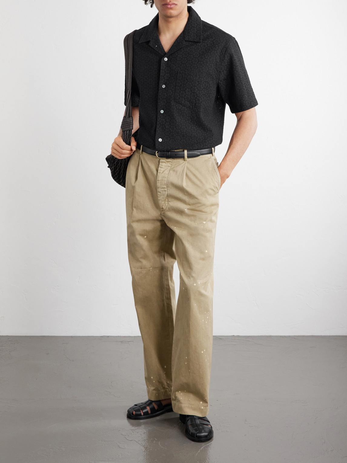 Camp-Collar Broderie Anglaise Cotton Shirt