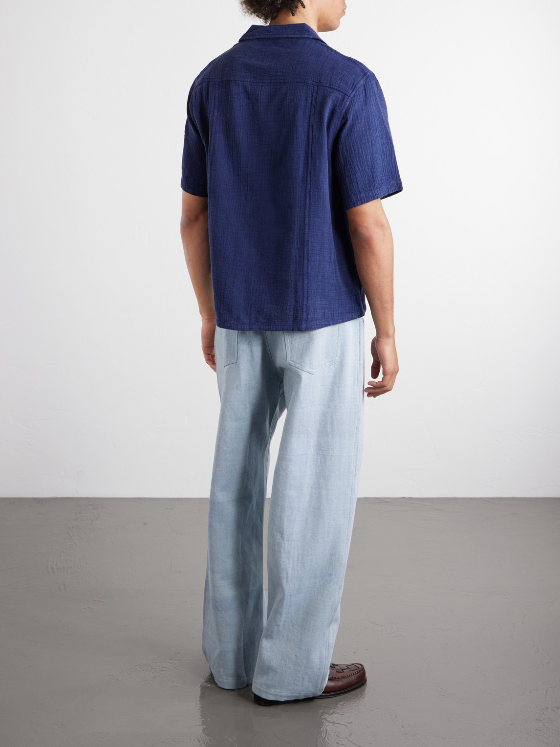 Camp-Collar Cotton Shirt