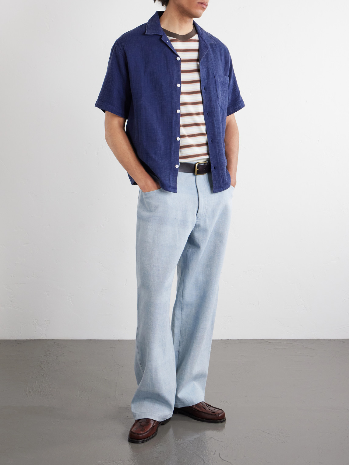 Camp-Collar Cotton Shirt