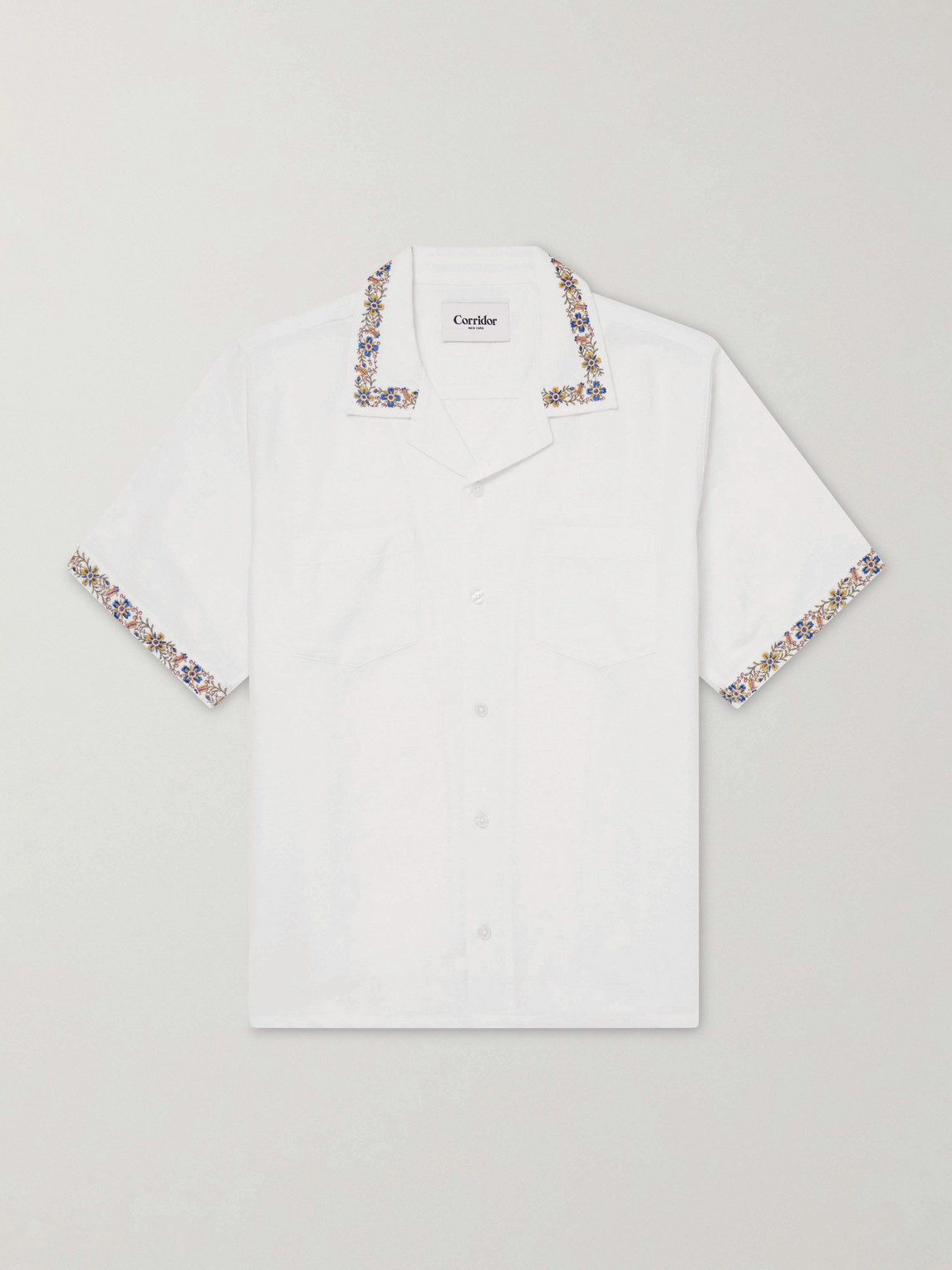 Corridor Harmony Camp-collar Embroidered Linen And Cotton-blend Shirt In White