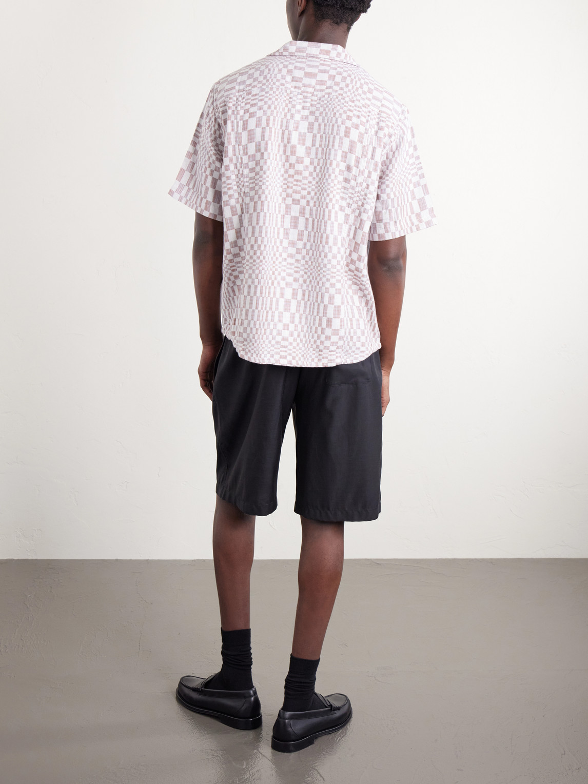 High Focus Camp-Collar Checked Cotton Shirt