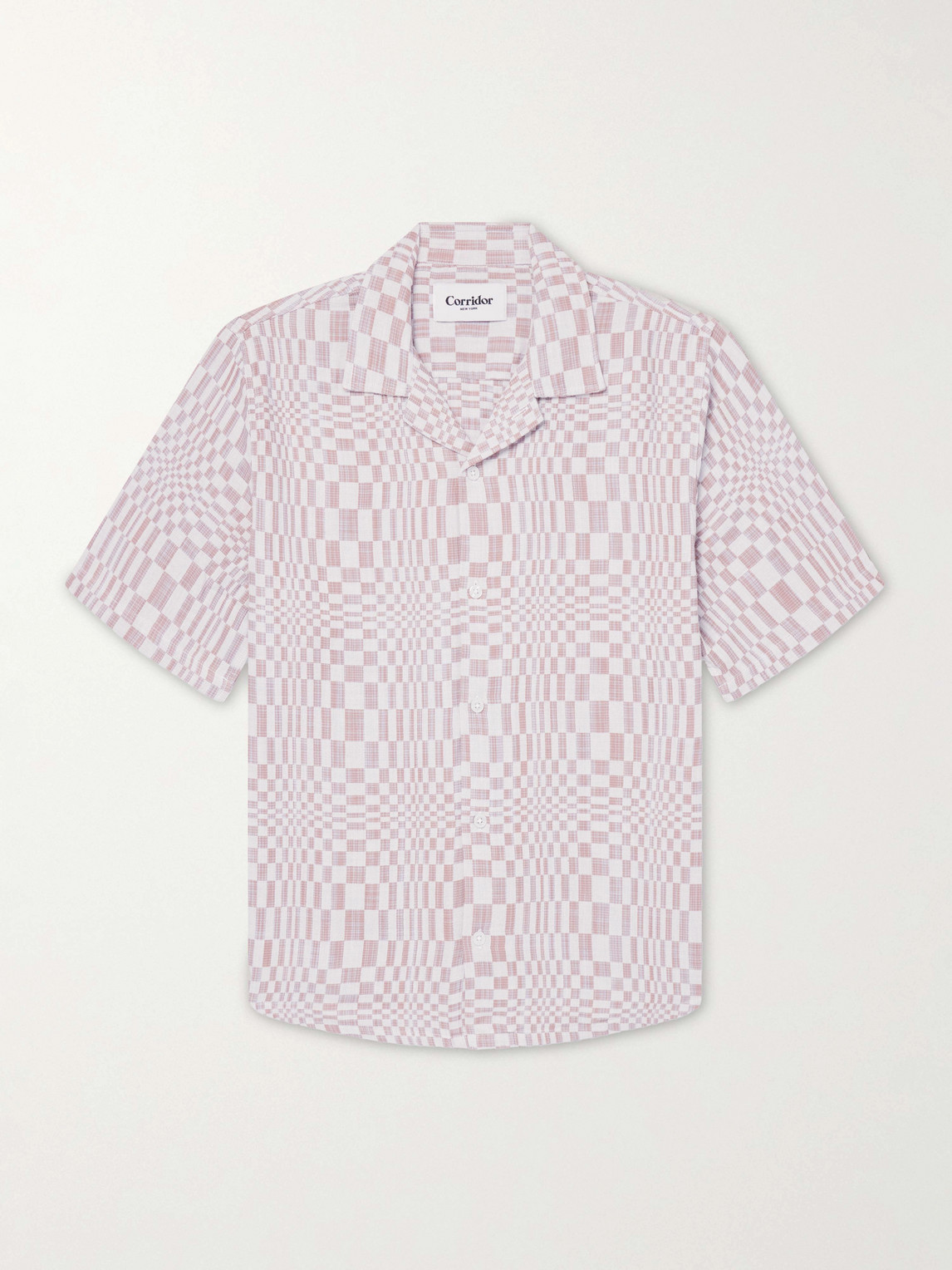 Corridor High Focus Camp-collar Checked Cotton Shirt In Red