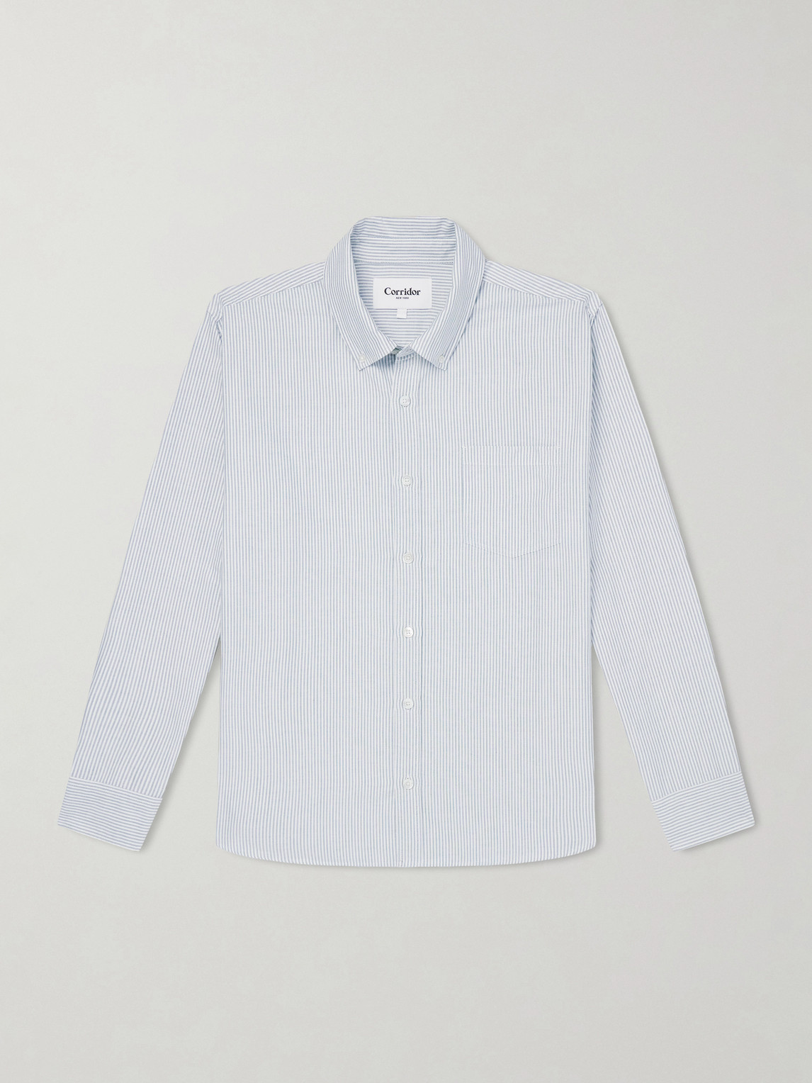 Corridor Button-down Collar Striped Cotton Oxford Shirt In Blue