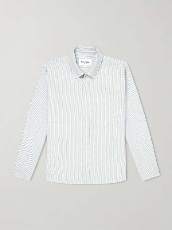 Corridor Button-Down Collar Striped Cotton Oxford Shirt