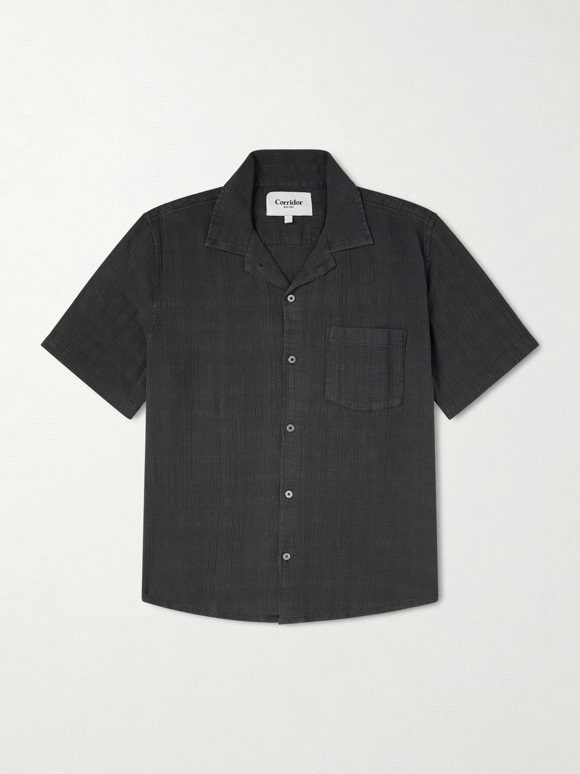 Corridor Convertible-collar Checked Cotton Shirt In Black