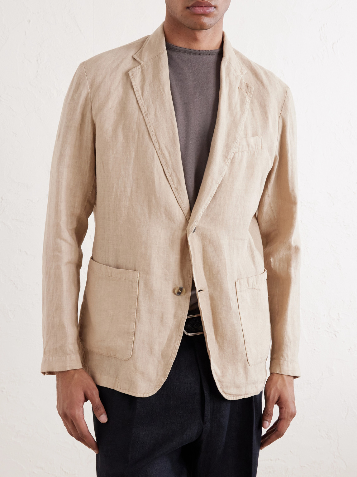 Altea - Aaron Garment-dyed Linen Blazer - Men - Neutrals - S 